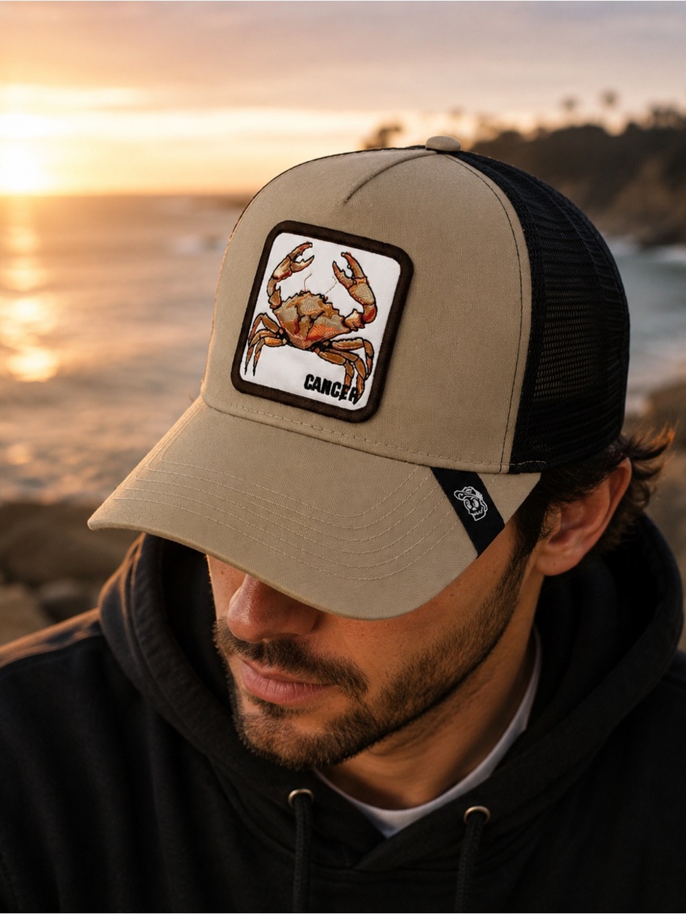 Cancer Crab Patch Trucker Hat Adjustable Mesh Snapback Curved Bill Cap